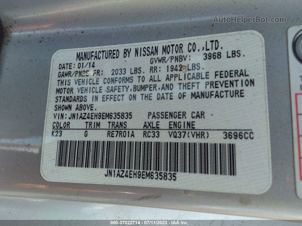2014 Nissan 370z   Silver vin: JN1AZ4EH9EM635835