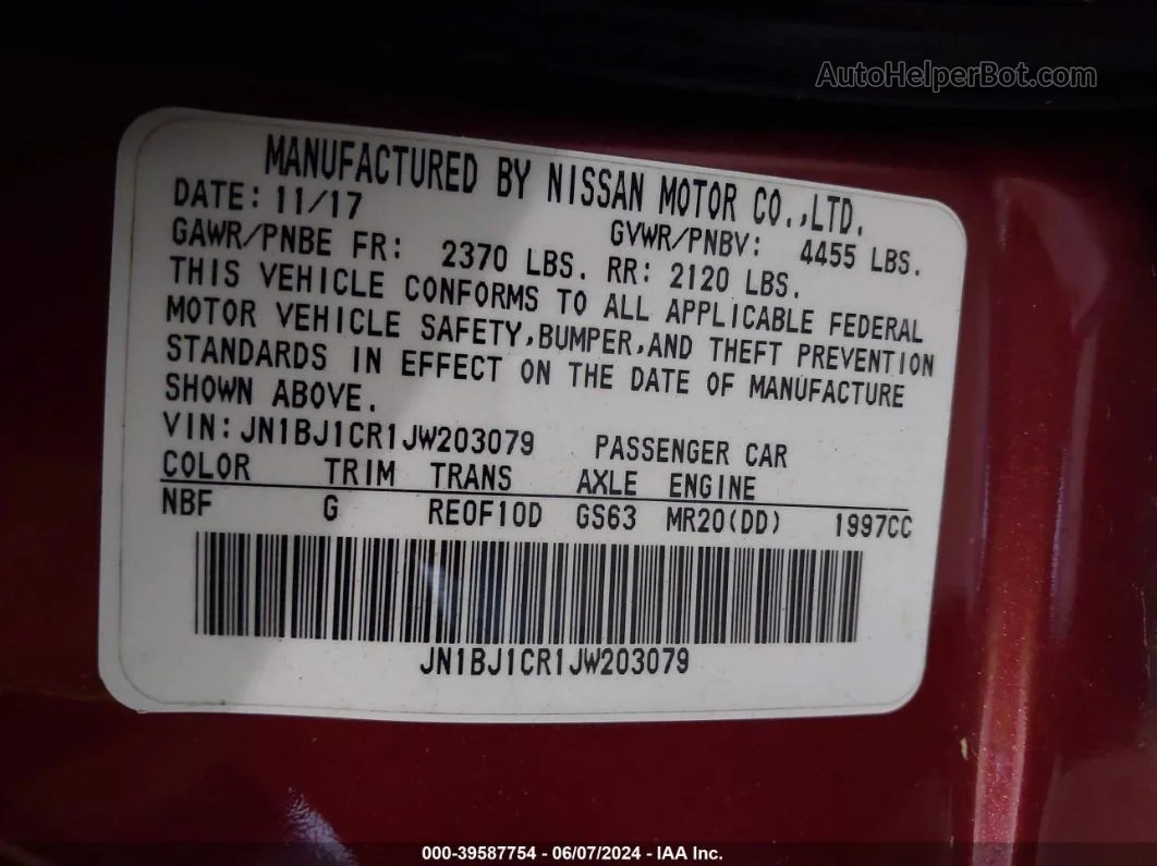 2018 Nissan Rogue Sport Sv Red vin: JN1BJ1CR1JW203079