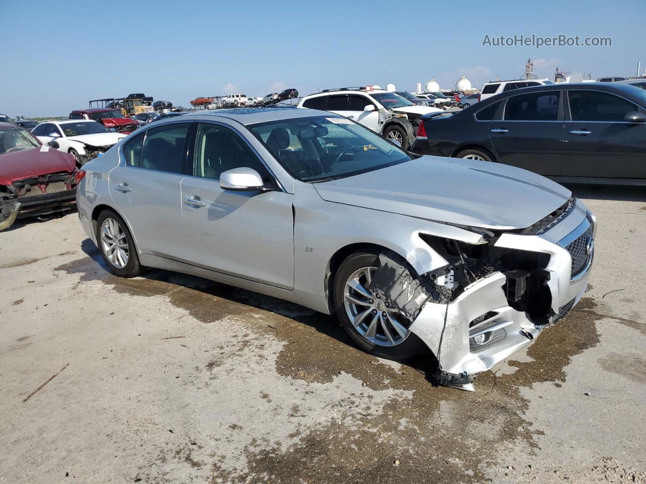 2014 Infiniti Q50 Base Серебряный vin: JN1BV7AP8EM671112