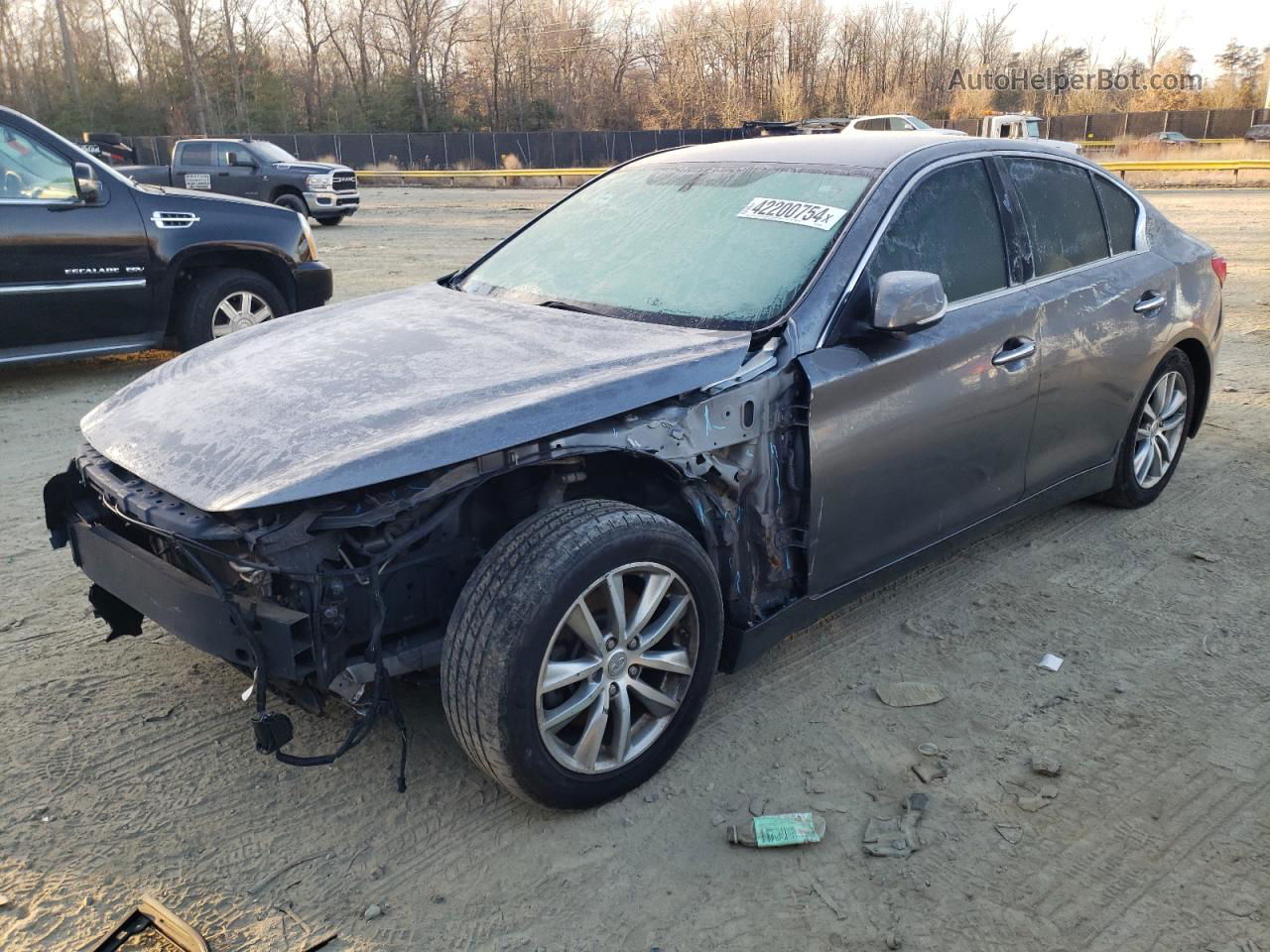 2014 Infiniti Q50 Base Gray vin: JN1BV7AP8EM690128