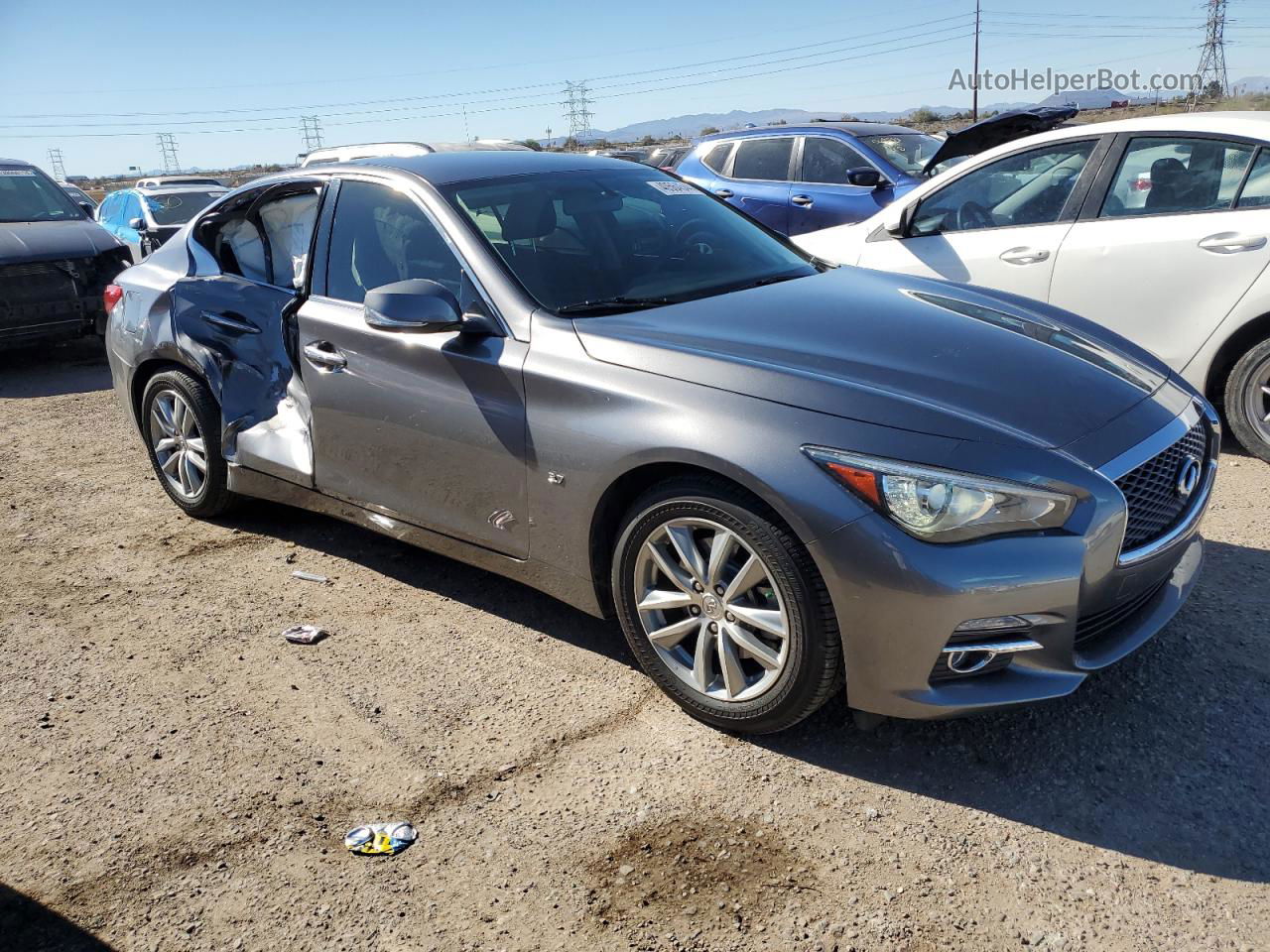 2015 Infiniti Q50 Base Charcoal vin: JN1BV7AP8FM358966