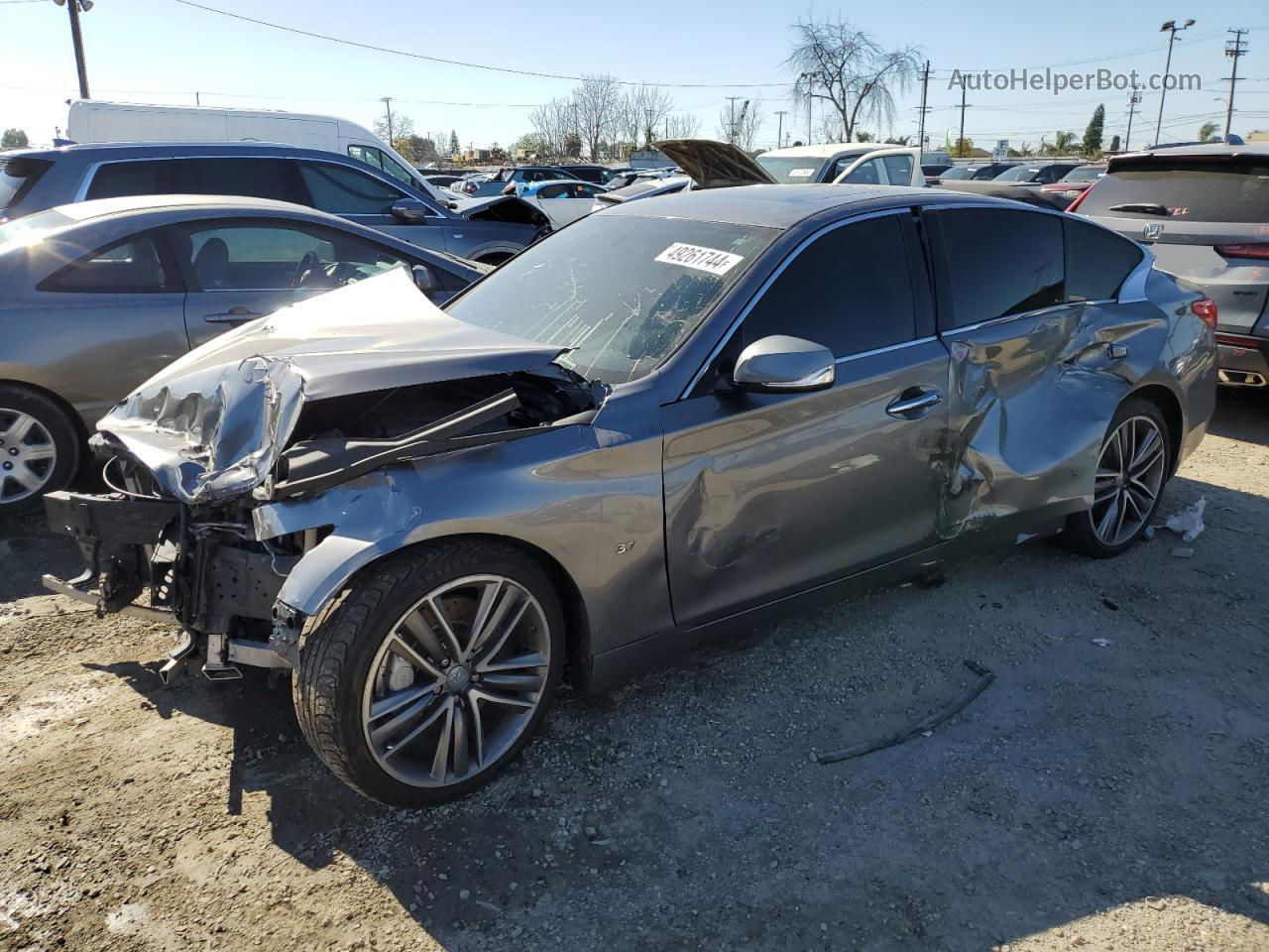 2014 Infiniti Q50 Base Gray vin: JN1BV7AP9EM691420