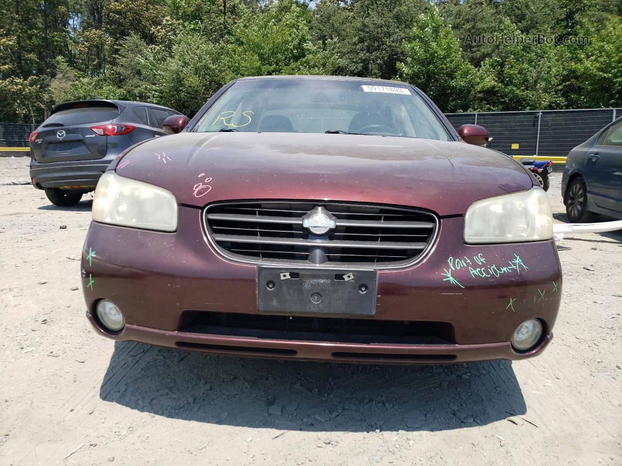 2000 Nissan Maxima Gle Maroon vin: JN1CA31A5YT024567