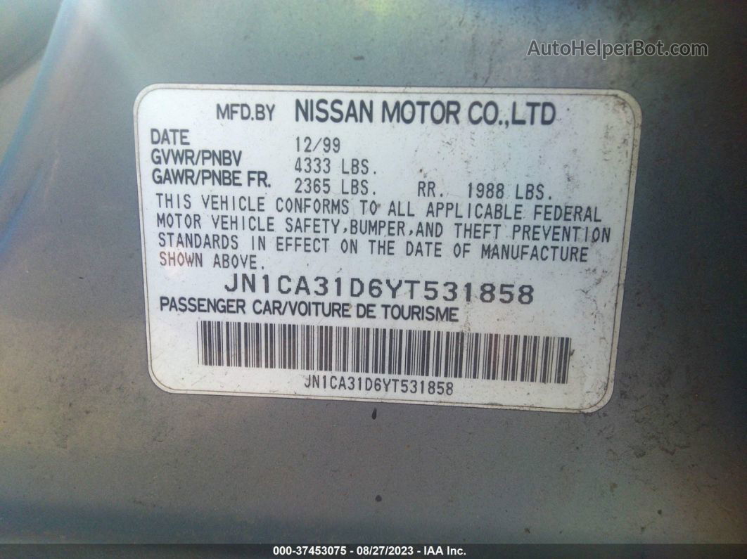 2000 Nissan Maxima Gxe/se/gle Blue vin: JN1CA31D6YT531858