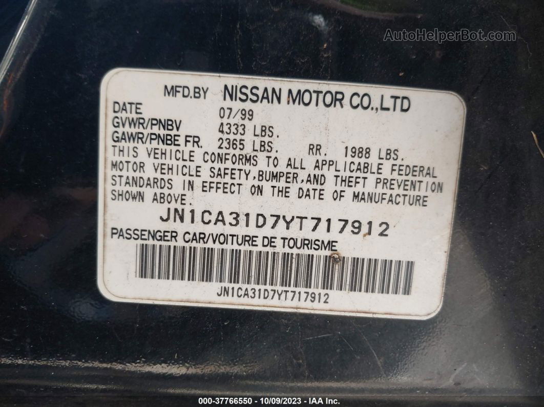 2000 Nissan Maxima Gxe/se/gle Black vin: JN1CA31D7YT717912