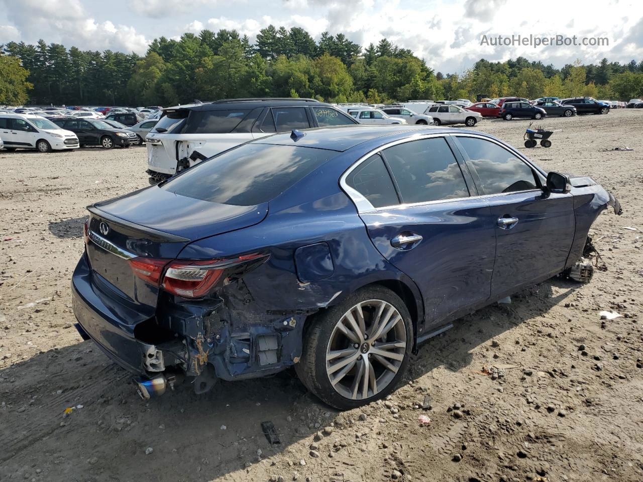 2019 Infiniti Q50 Luxe Синий vin: JN1EV7AP7KM513501