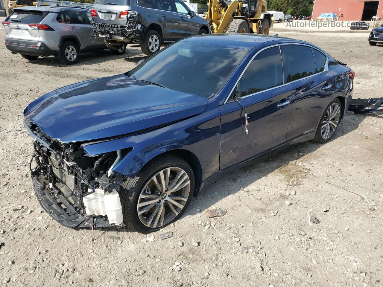 2019 Infiniti Q50 Luxe Синий vin: JN1EV7AP7KM513501