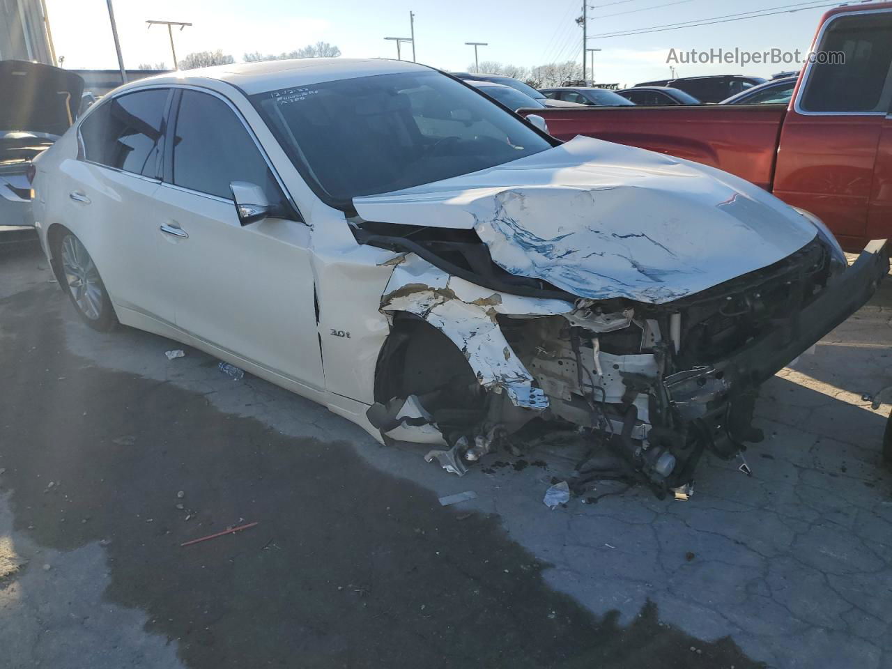 2018 Infiniti Q50 Luxe White vin: JN1EV7AP9JM352860