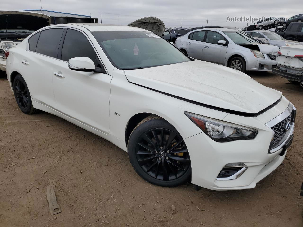 2018 Infiniti Q50 Luxe White vin: JN1EV7AR0JM443436