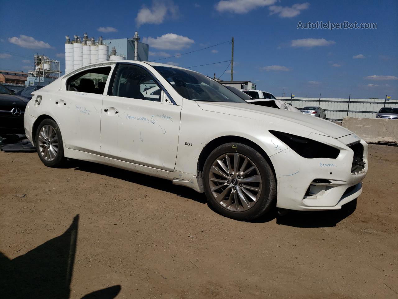 2019 Infiniti Q50 Luxe White vin: JN1EV7AR0KM557177