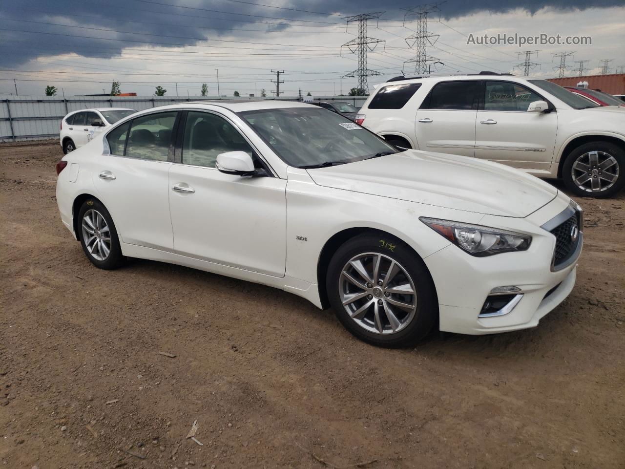 2018 Infiniti Q50 Luxe White vin: JN1EV7AR1JM434485