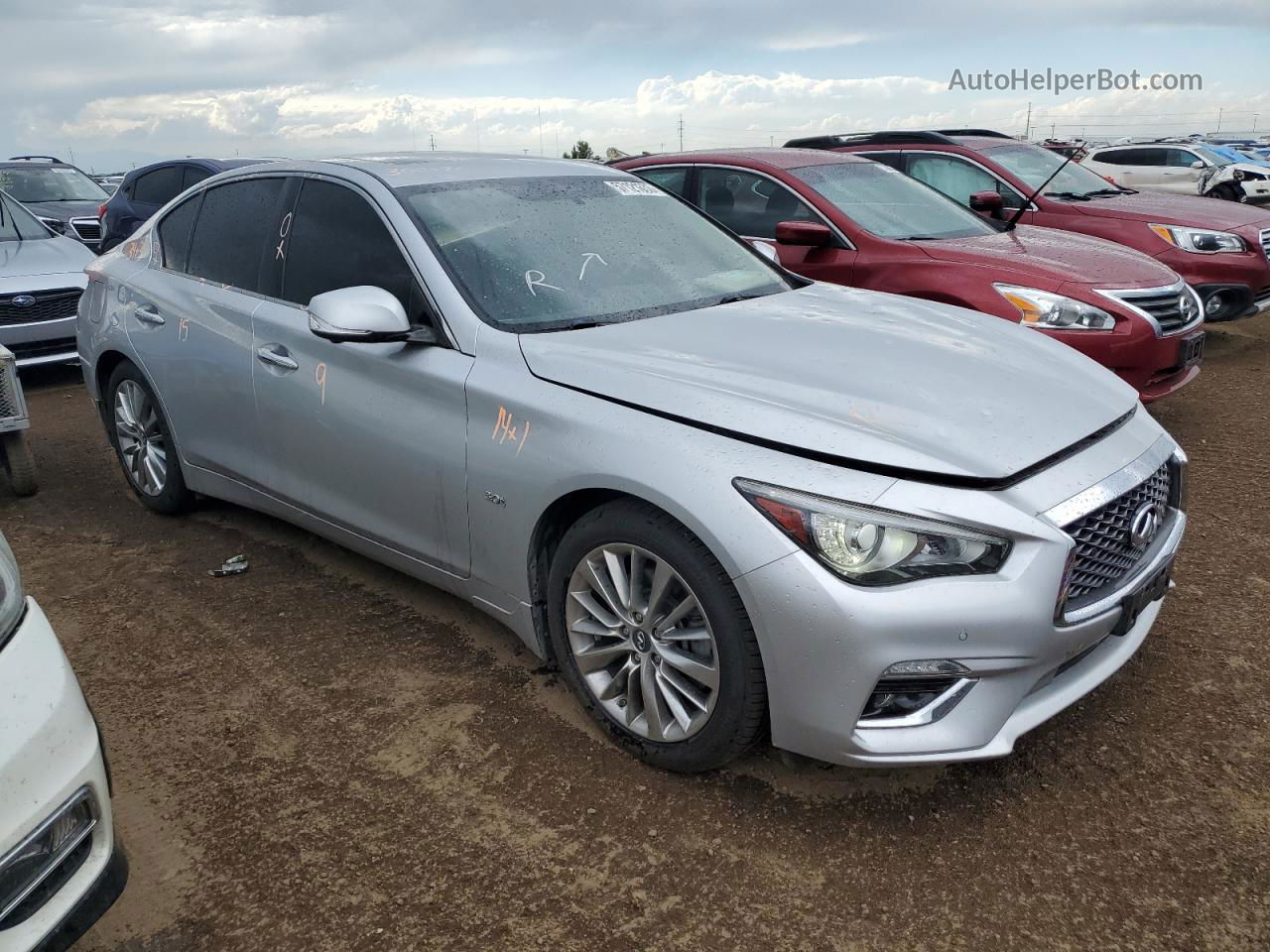 2018 Infiniti Q50 Luxe Silver vin: JN1EV7AR2JM444622