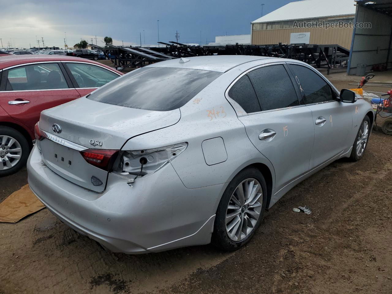 2018 Infiniti Q50 Luxe Silver vin: JN1EV7AR2JM444622