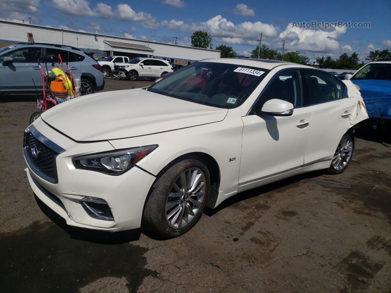 2019 Infiniti Q50 Luxe White vin: JN1EV7AR2KM559304