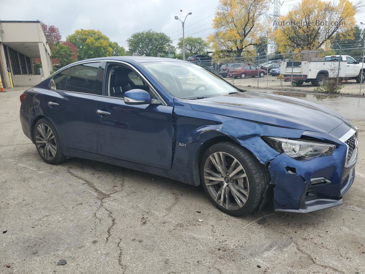 2018 Infiniti Q50 Luxe Синий vin: JN1EV7AR3JM440062