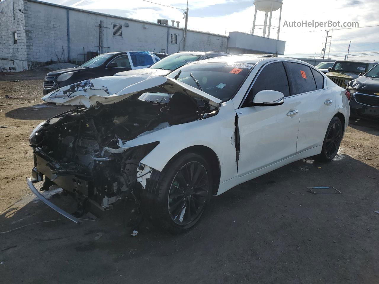 2019 Infiniti Q50 Luxe White vin: JN1EV7AR6KM550993