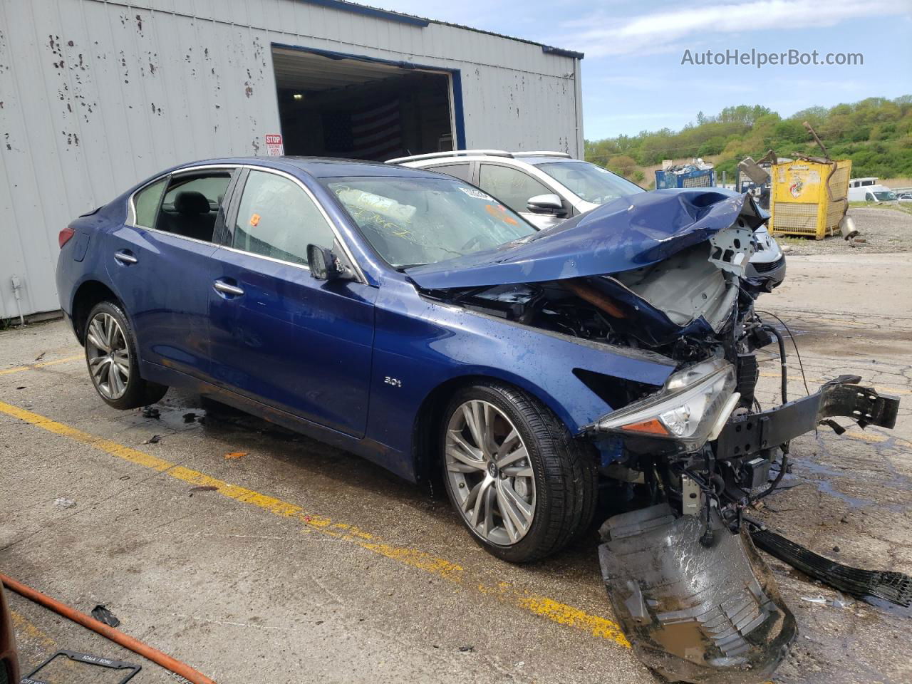 2019 Infiniti Q50 Luxe Синий vin: JN1EV7AR6KM551299