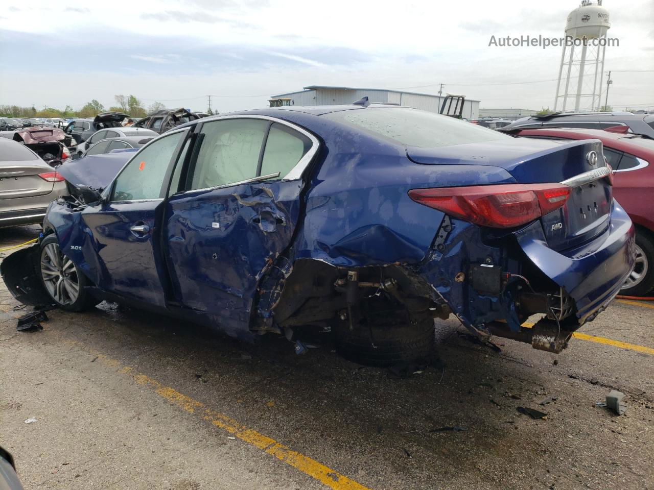 2019 Infiniti Q50 Luxe Синий vin: JN1EV7AR6KM551299