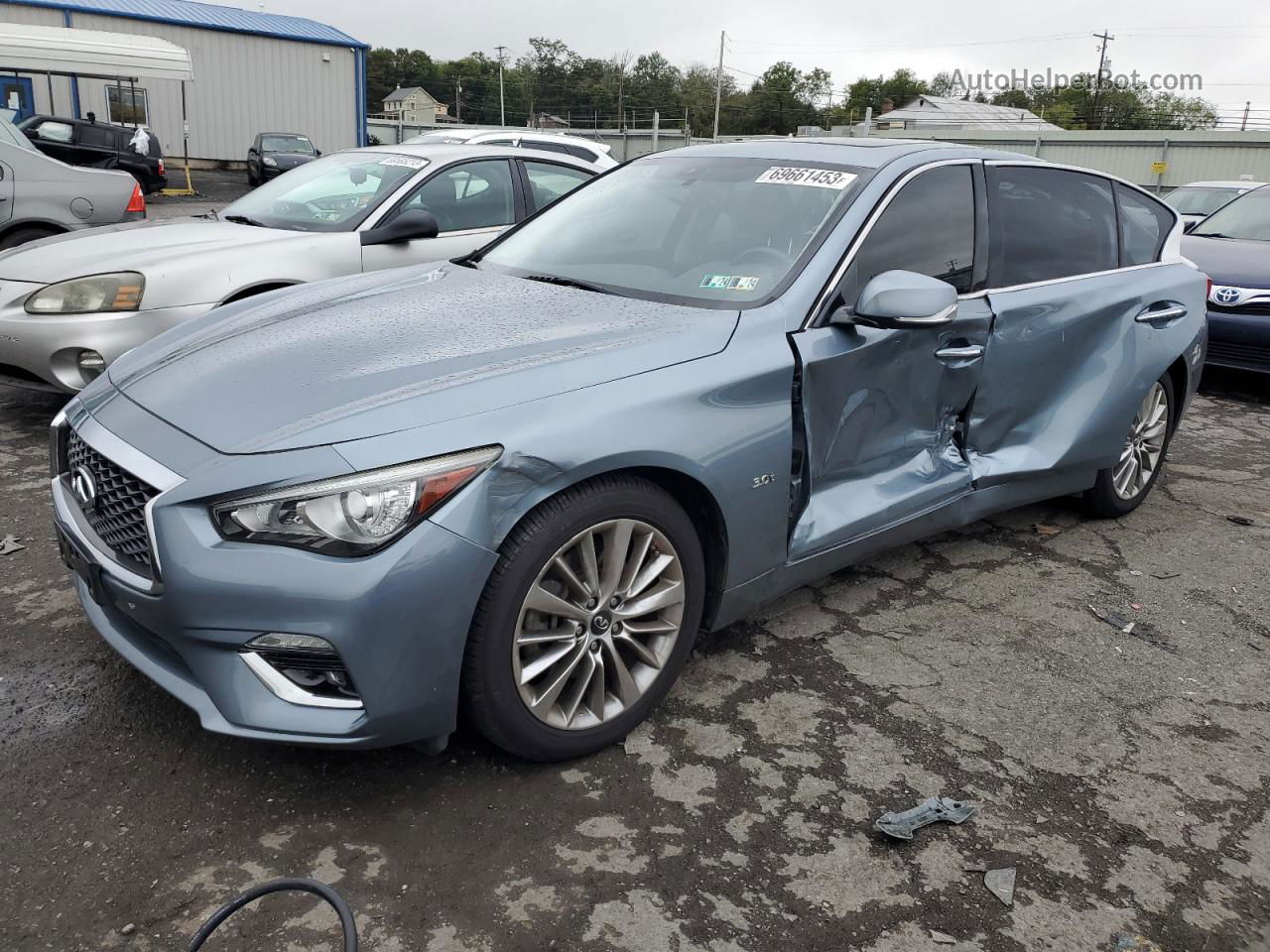 2018 Infiniti Q50 Luxe Синий vin: JN1EV7AR7JM441585