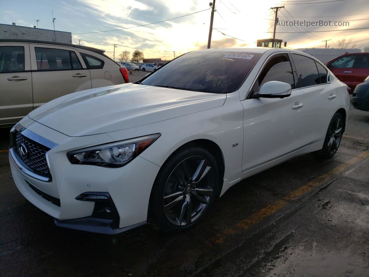 2019 Infiniti Q50 Luxe White vin: JN1EV7AR8KM591058