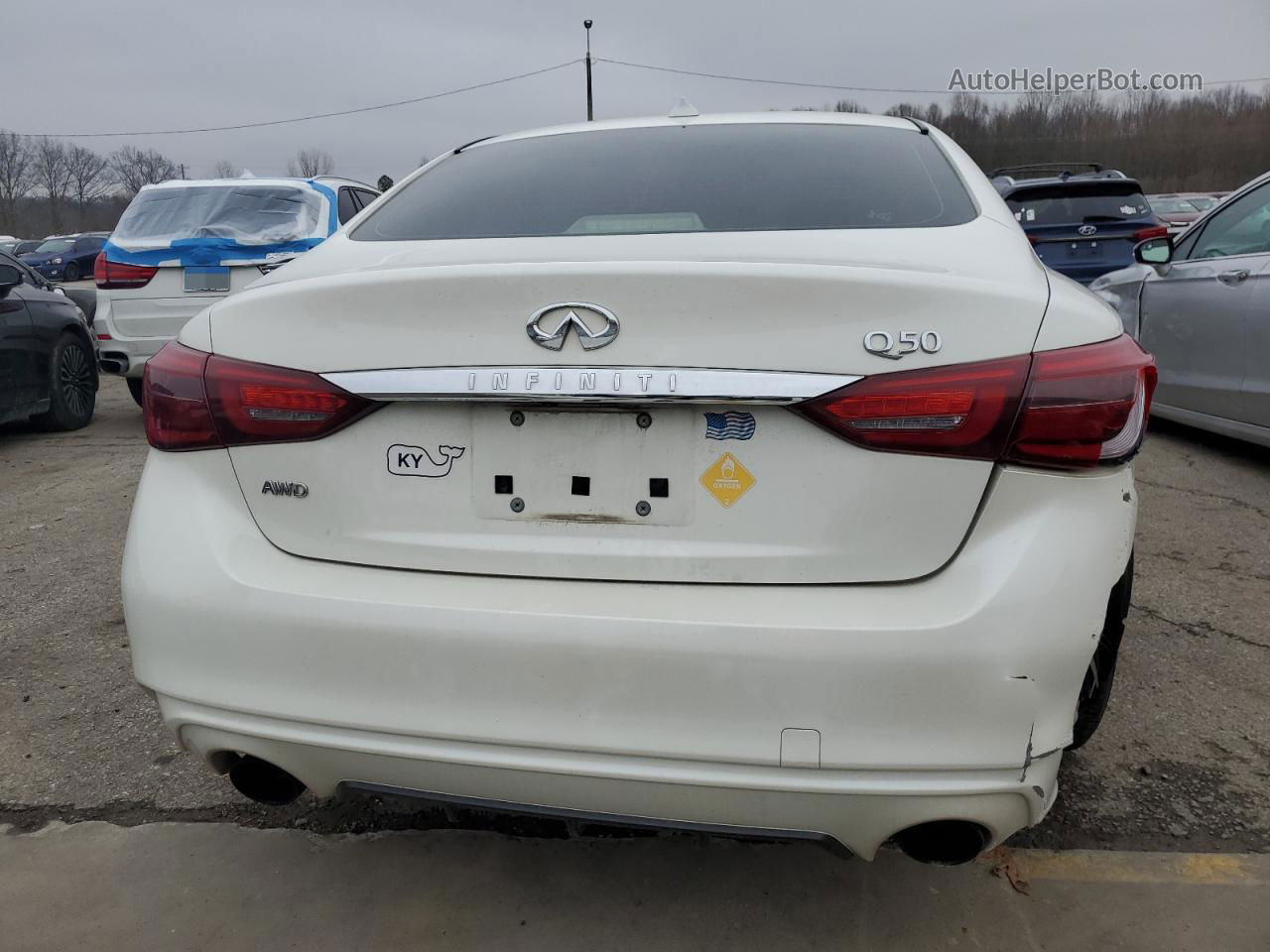 2018 Infiniti Q50 Luxe White vin: JN1EV7AR9JM442284