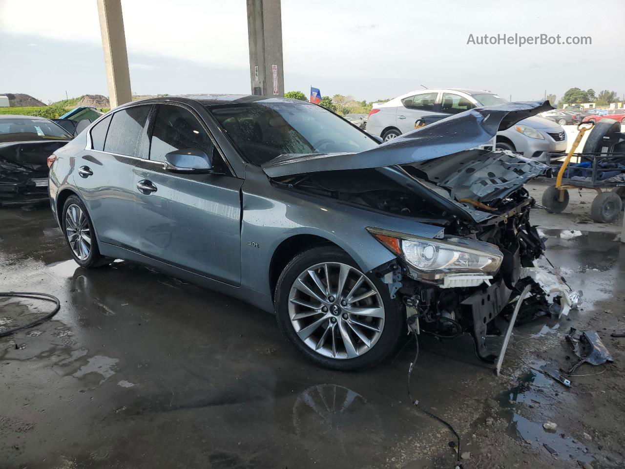 2018 Infiniti Q50 Luxe Синий vin: JN1EV7AR9JM443645