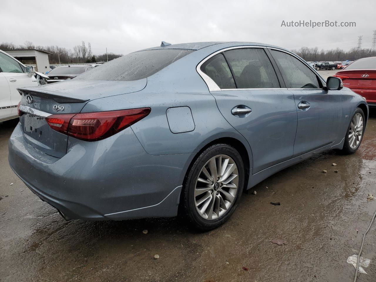 2019 Infiniti Q50 Luxe Синий vin: JN1EV7AR9KM590775