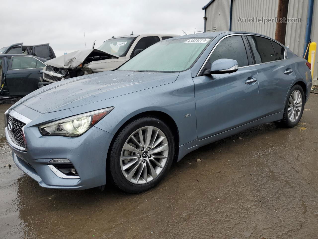 2019 Infiniti Q50 Luxe Blue vin: JN1EV7AR9KM590775