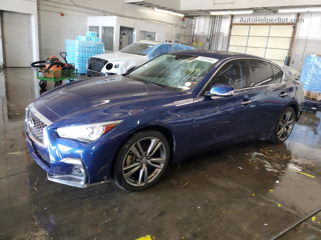 2019 Infiniti Q50 Luxe Синий vin: JN1EV7AR9KM591201