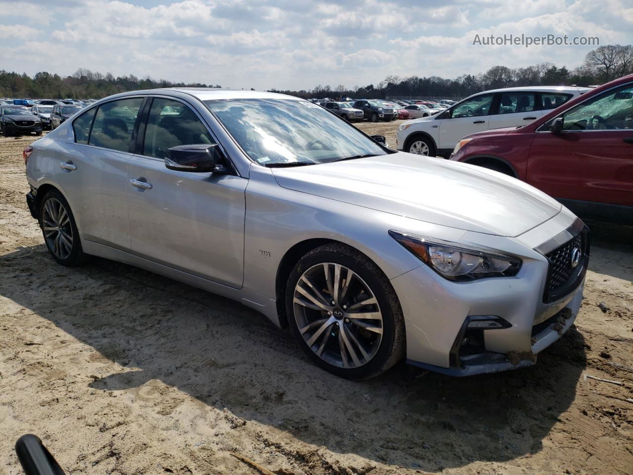 2018 Infiniti Q50 Luxe Silver vin: JN1EV7ARXJM435554