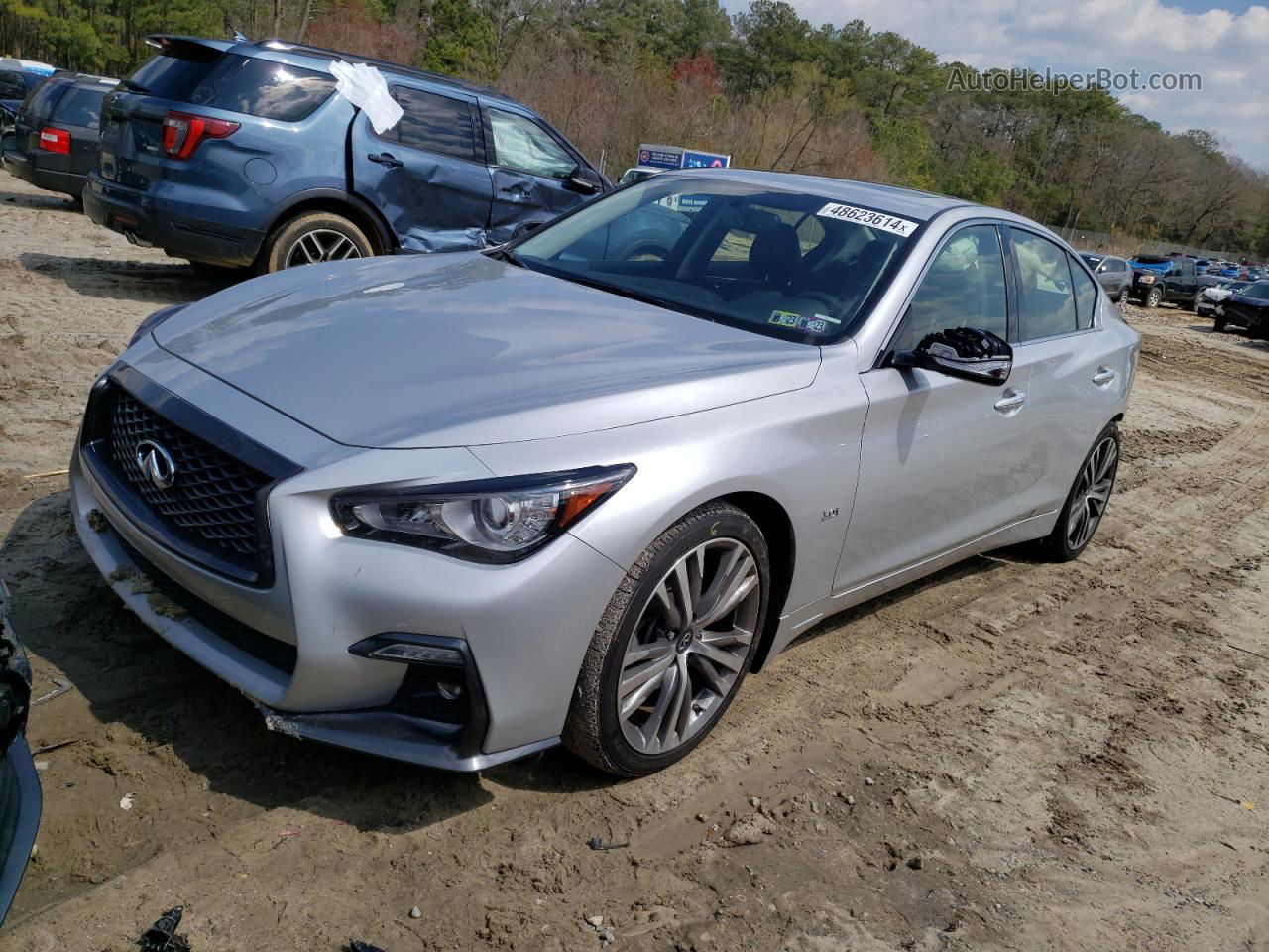 2018 Infiniti Q50 Luxe Silver vin: JN1EV7ARXJM435554