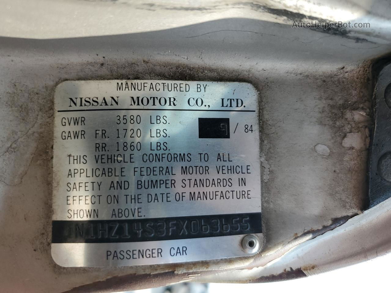 Price & History 1985 Nissan 300zx 3.0l 6 vin