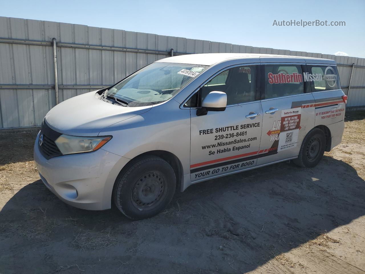 2015 Nissan Quest S Silver vin: JN8AE2KP2F9131130