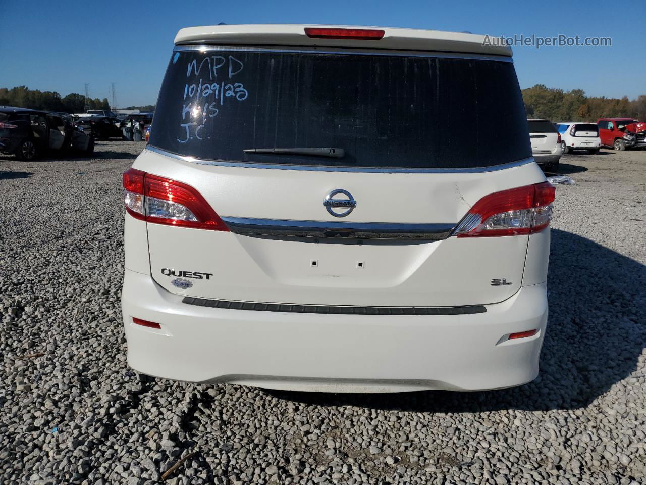 2015 Nissan Quest S White vin: JN8AE2KP3F9129872