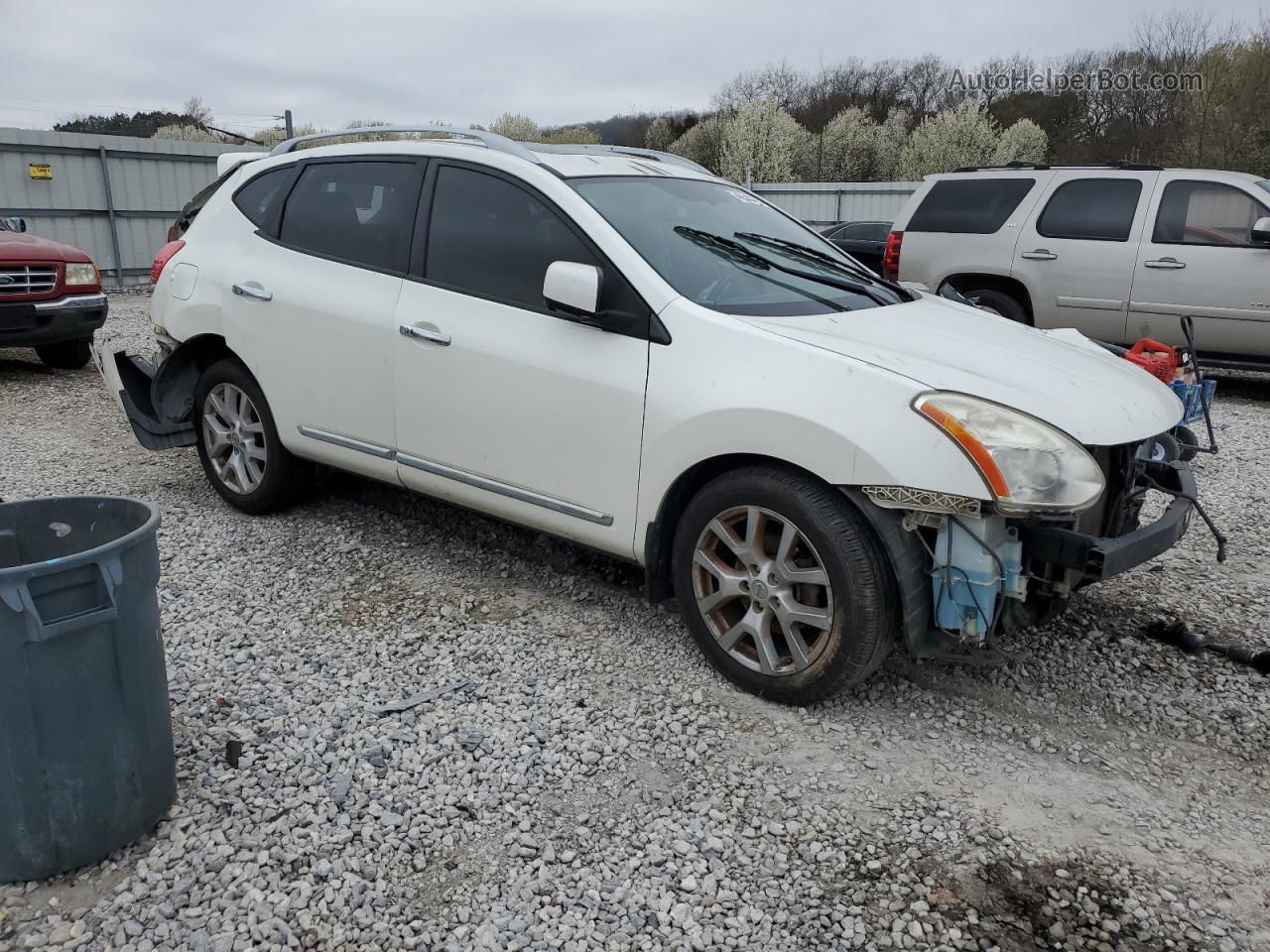 2012 Nissan Rogue S White vin: JN8AS5MT1CW257867