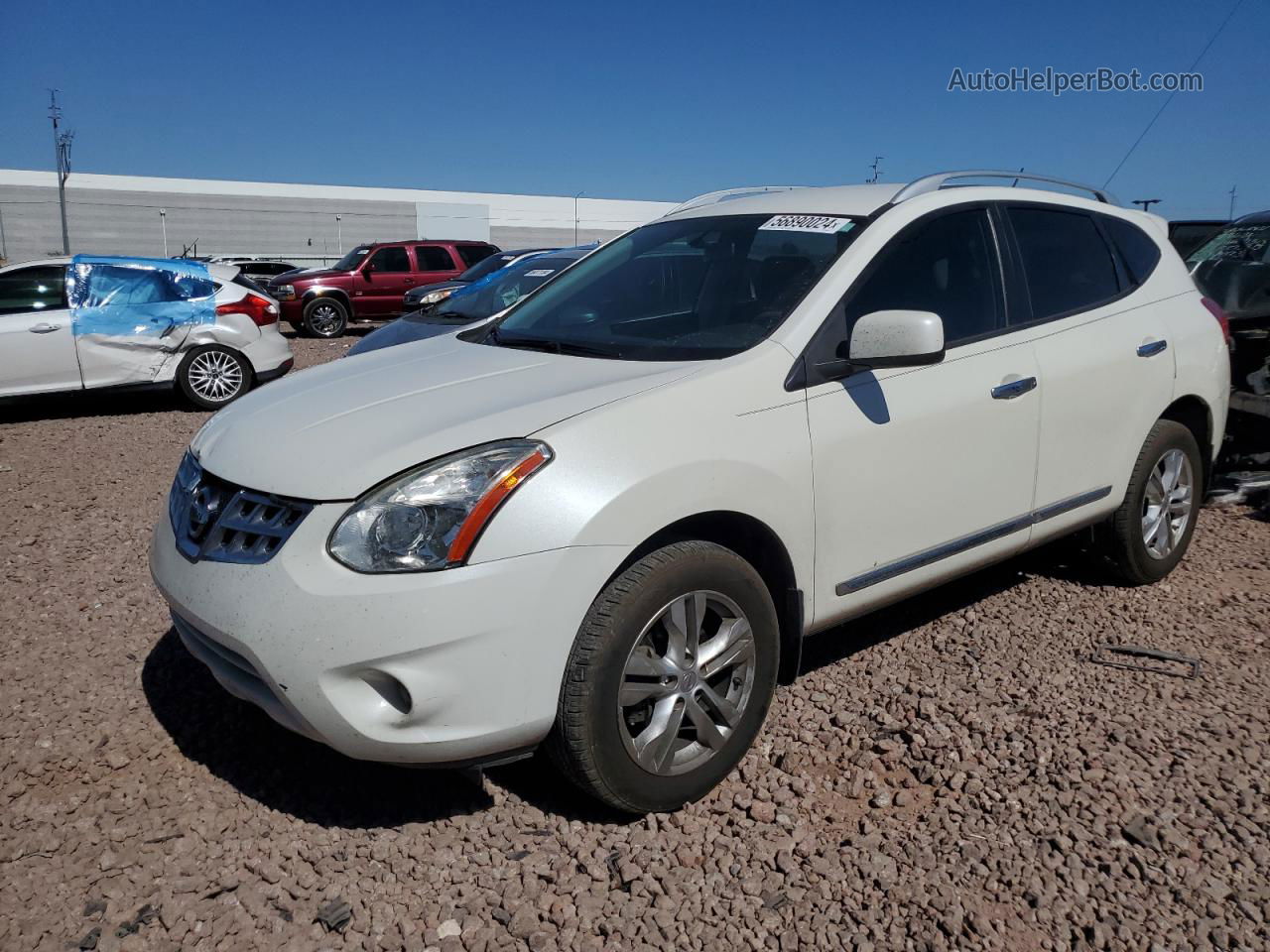 2012 Nissan Rogue S White vin: JN8AS5MT2CW263936