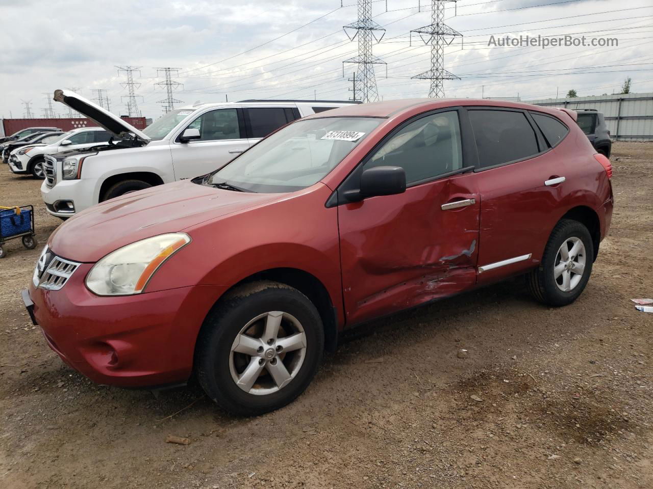 2012 Nissan Rogue S Темно-бордовый vin: JN8AS5MTXCW251887