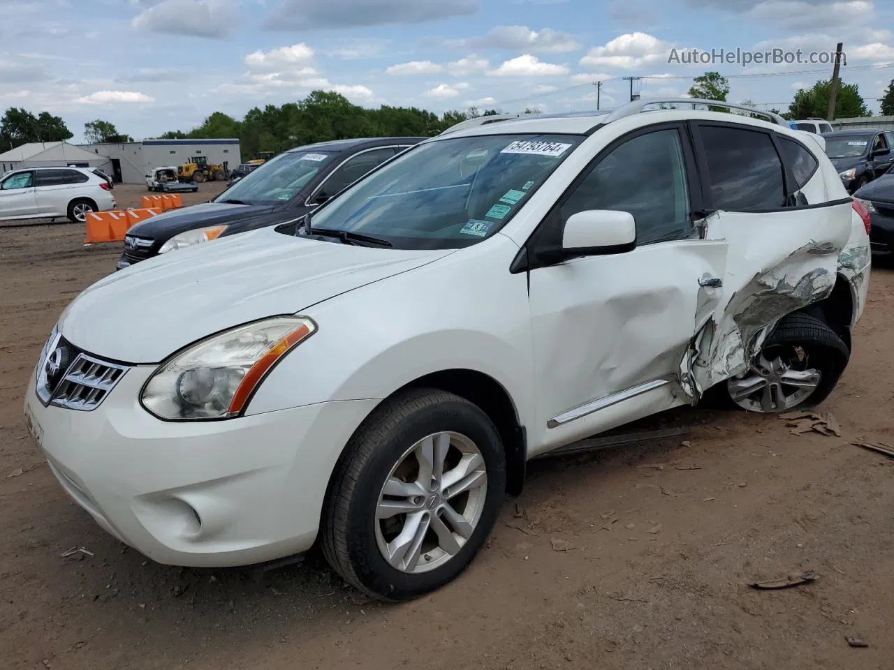 2012 Nissan Rogue S White vin: JN8AS5MV3CW419211