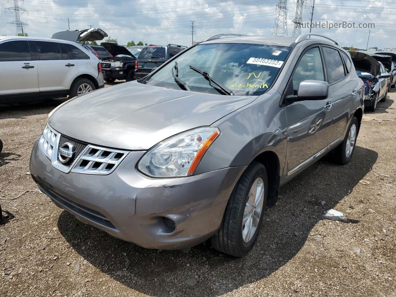 2012 Nissan Rogue S Серый vin: JN8AS5MV6CW388763