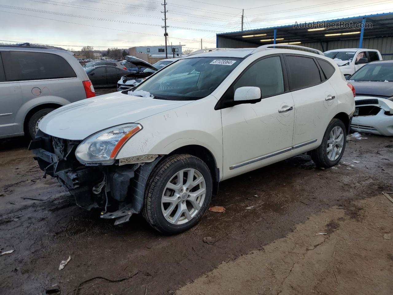 2012 Nissan Rogue S White vin: JN8AS5MV6CW420711