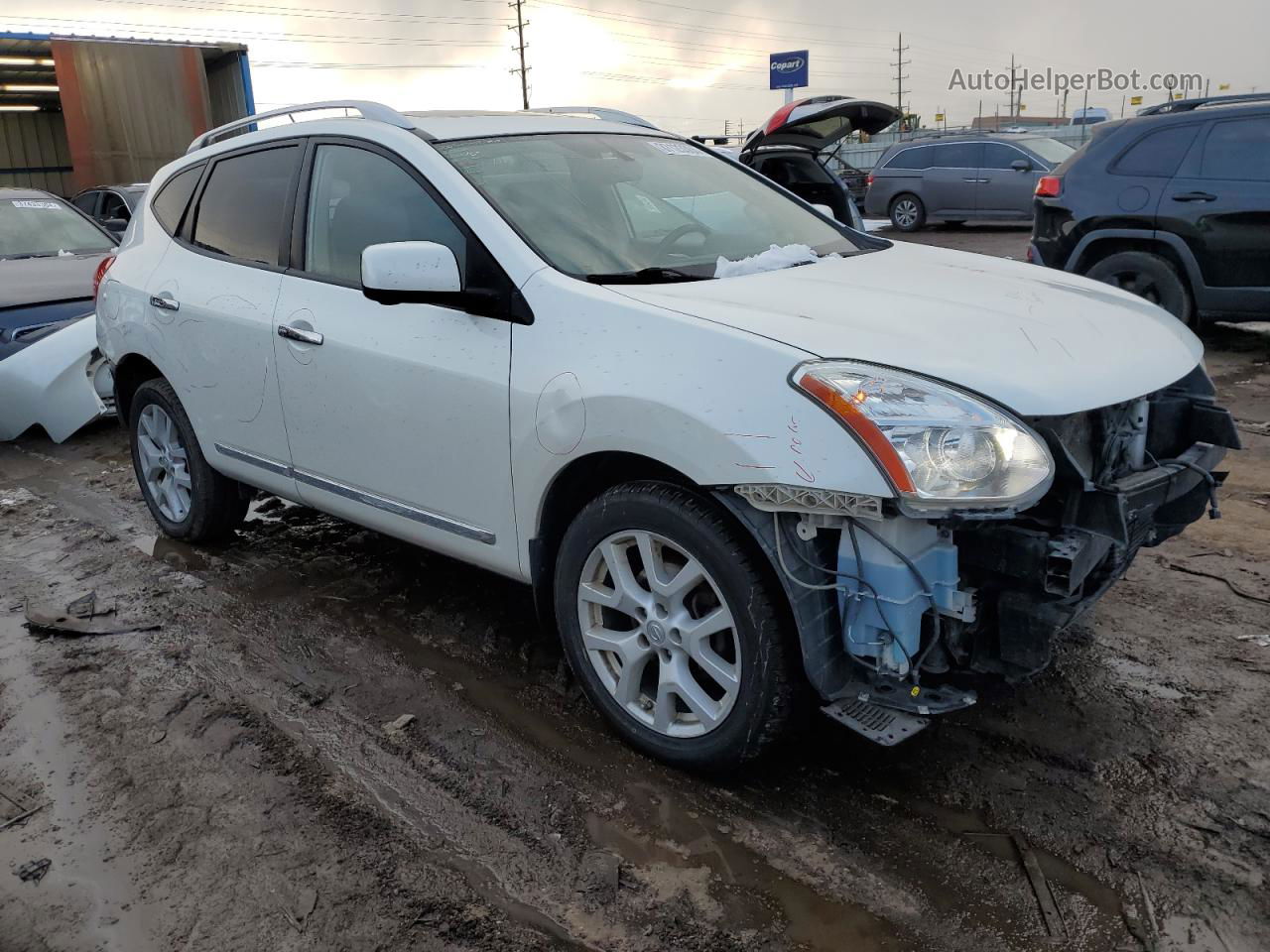 2012 Nissan Rogue S White vin: JN8AS5MV6CW420711