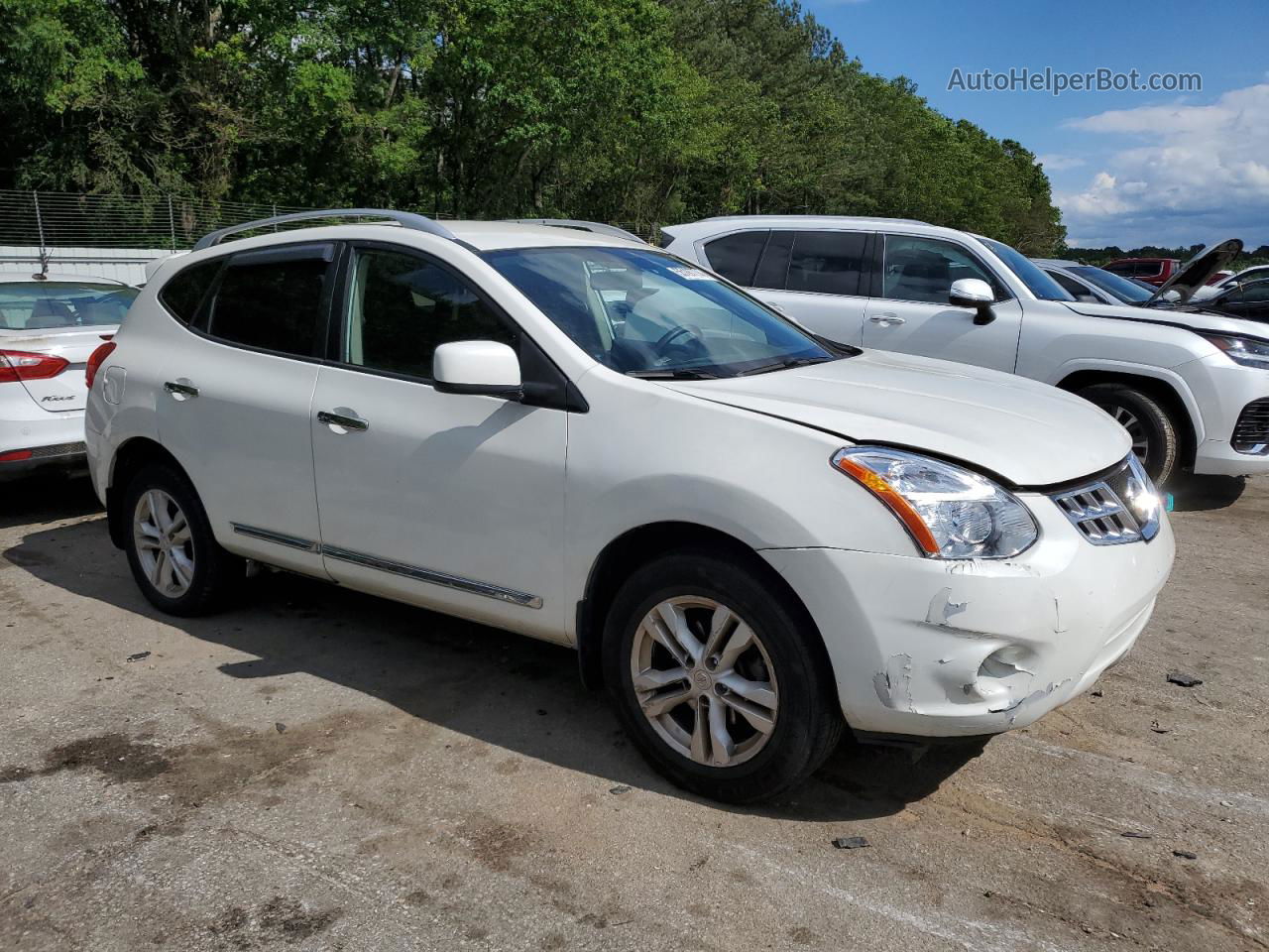 2012 Nissan Rogue S White vin: JN8AS5MV9CW407774