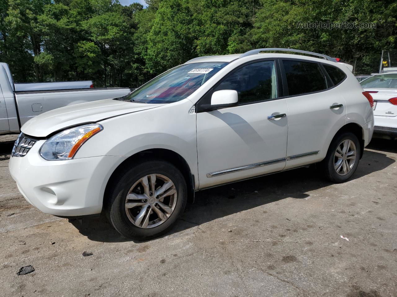 2012 Nissan Rogue S White vin: JN8AS5MV9CW407774