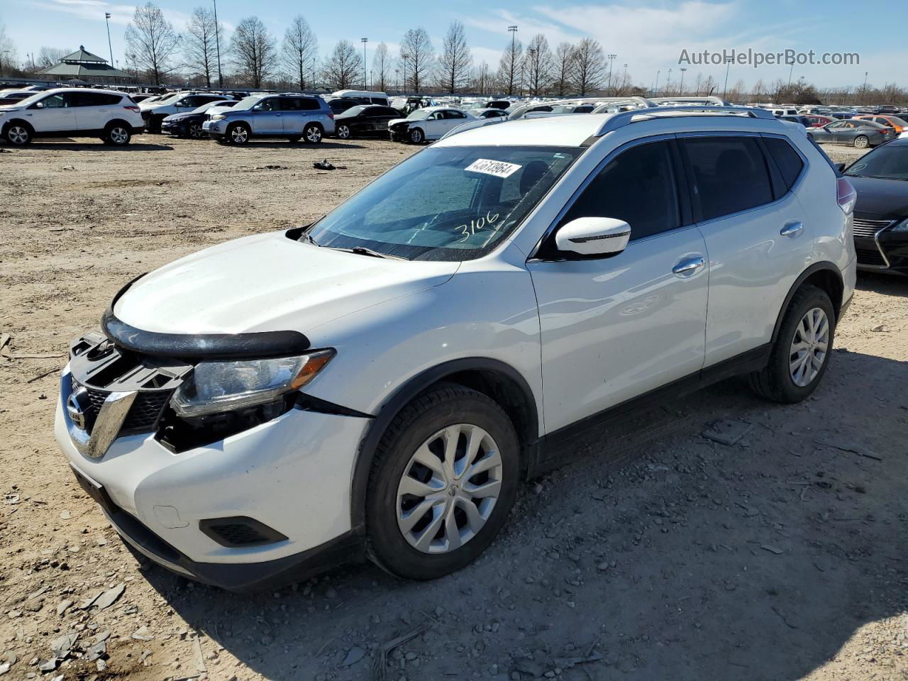 2016 Nissan Rogue S White vin: JN8AT2MT9GW006077