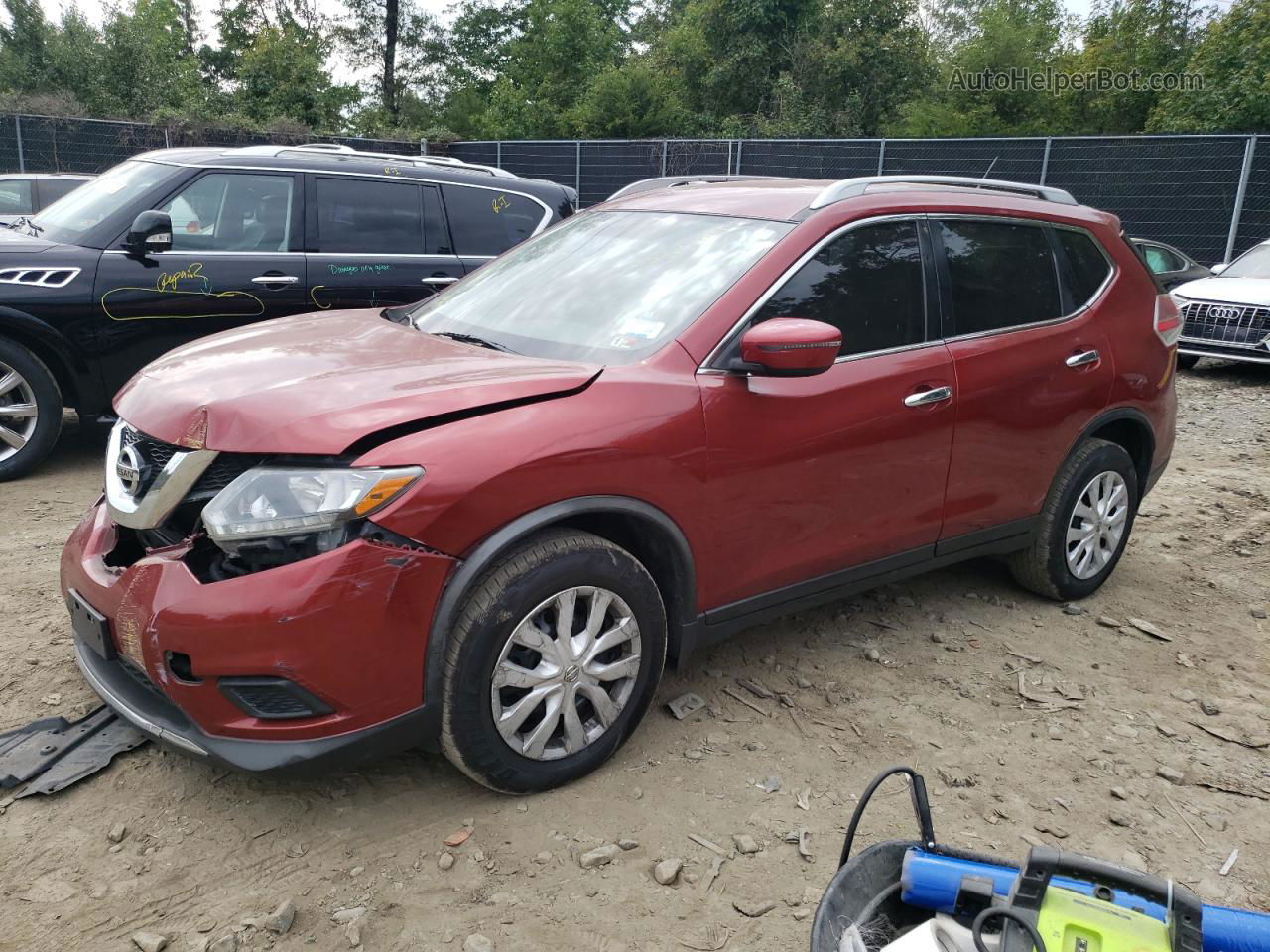 2016 Nissan Rogue S Бордовый vin: JN8AT2MV9GW141285