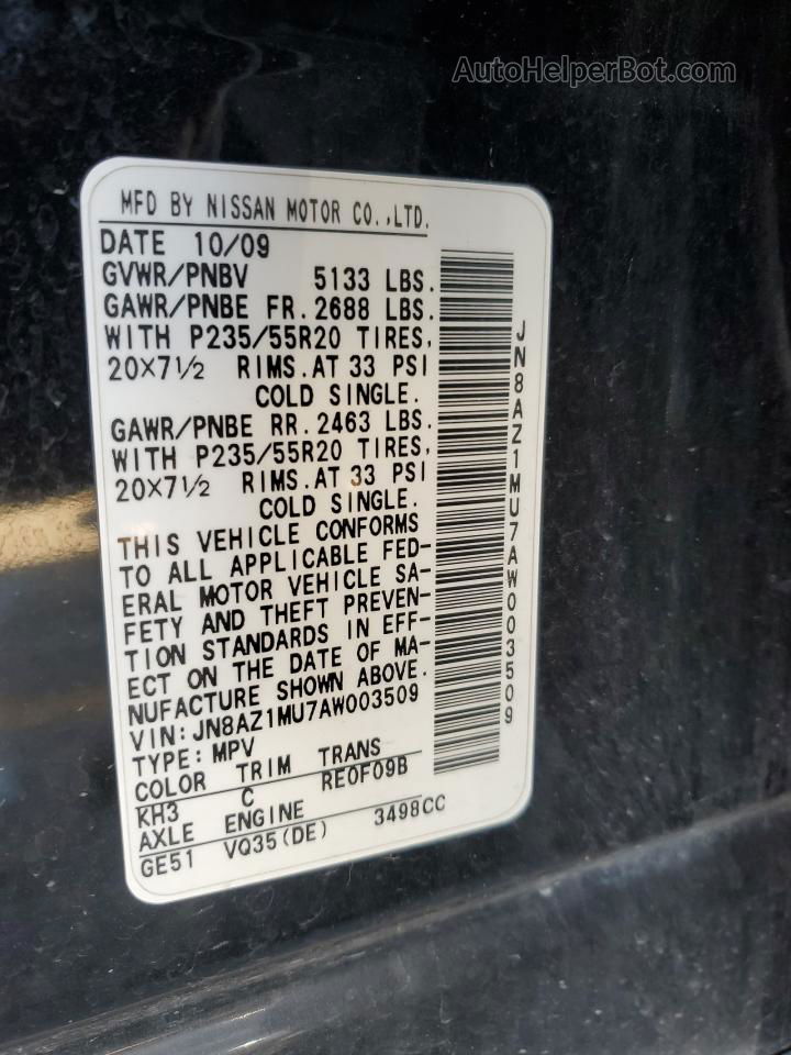 2010 Nissan Murano S Черный vin: JN8AZ1MU7AW003509
