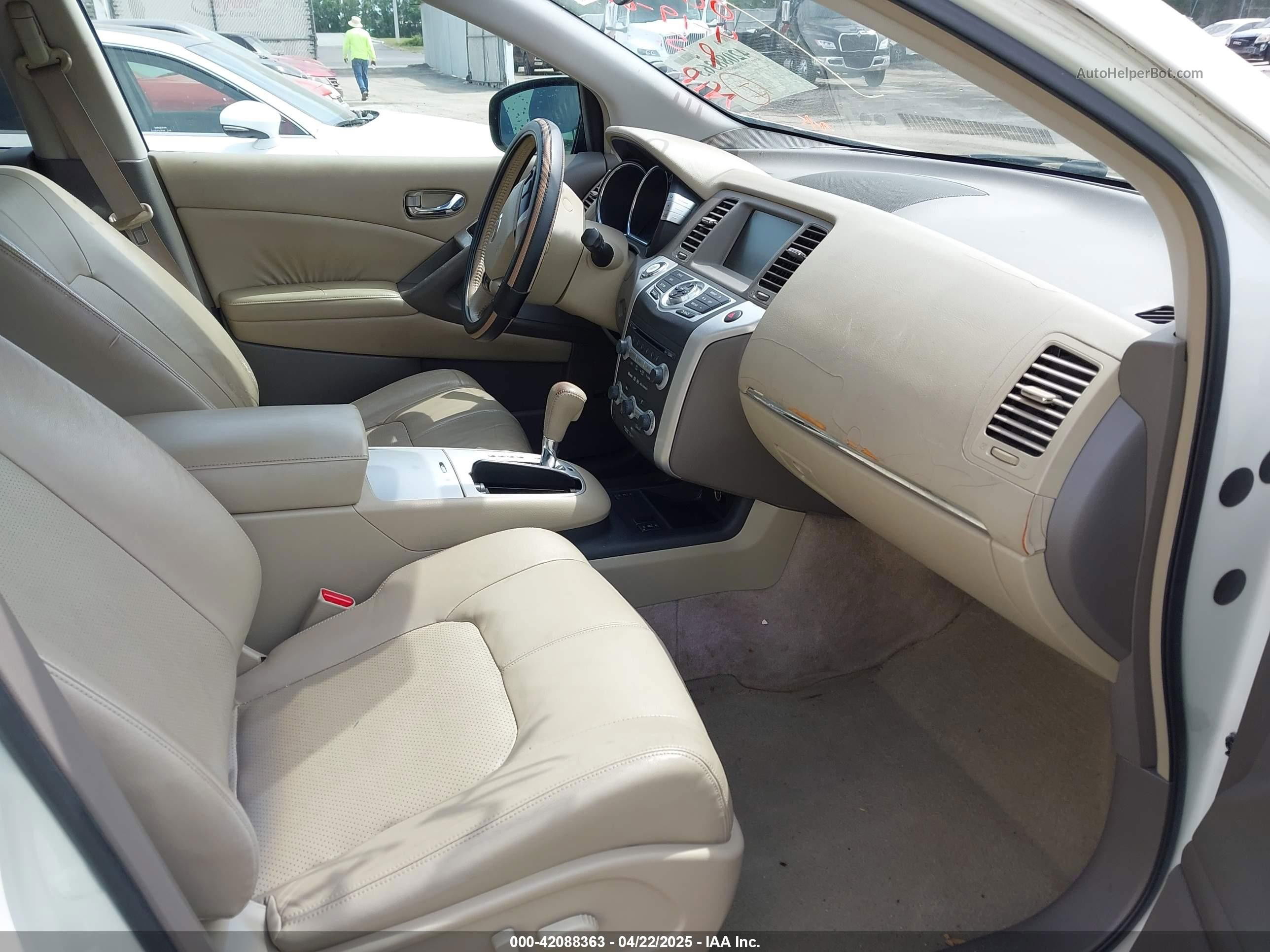 2010 Nissan Murano Sl White vin: JN8AZ1MU9AW009571