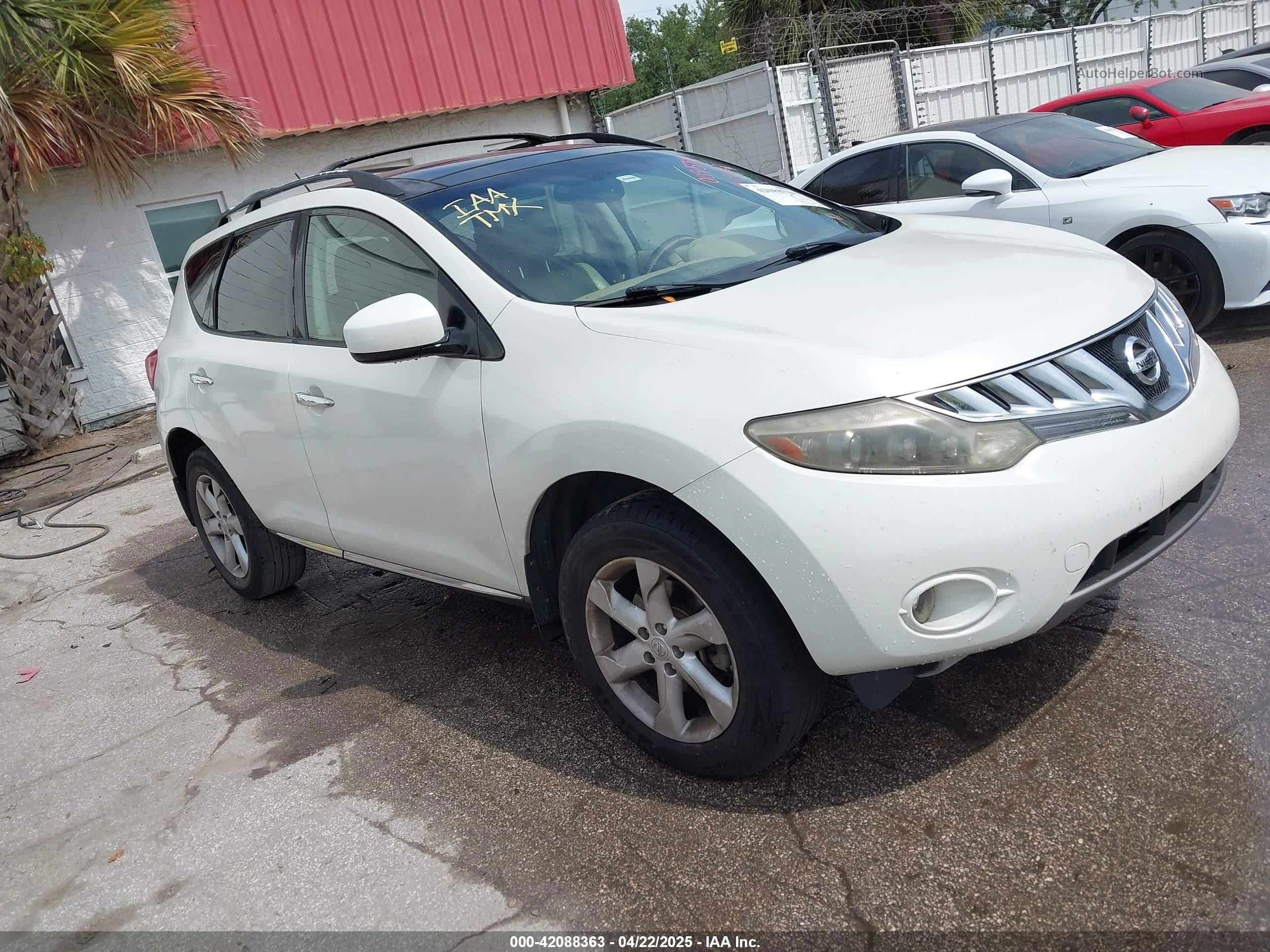 2010 Nissan Murano Sl White vin: JN8AZ1MU9AW009571
