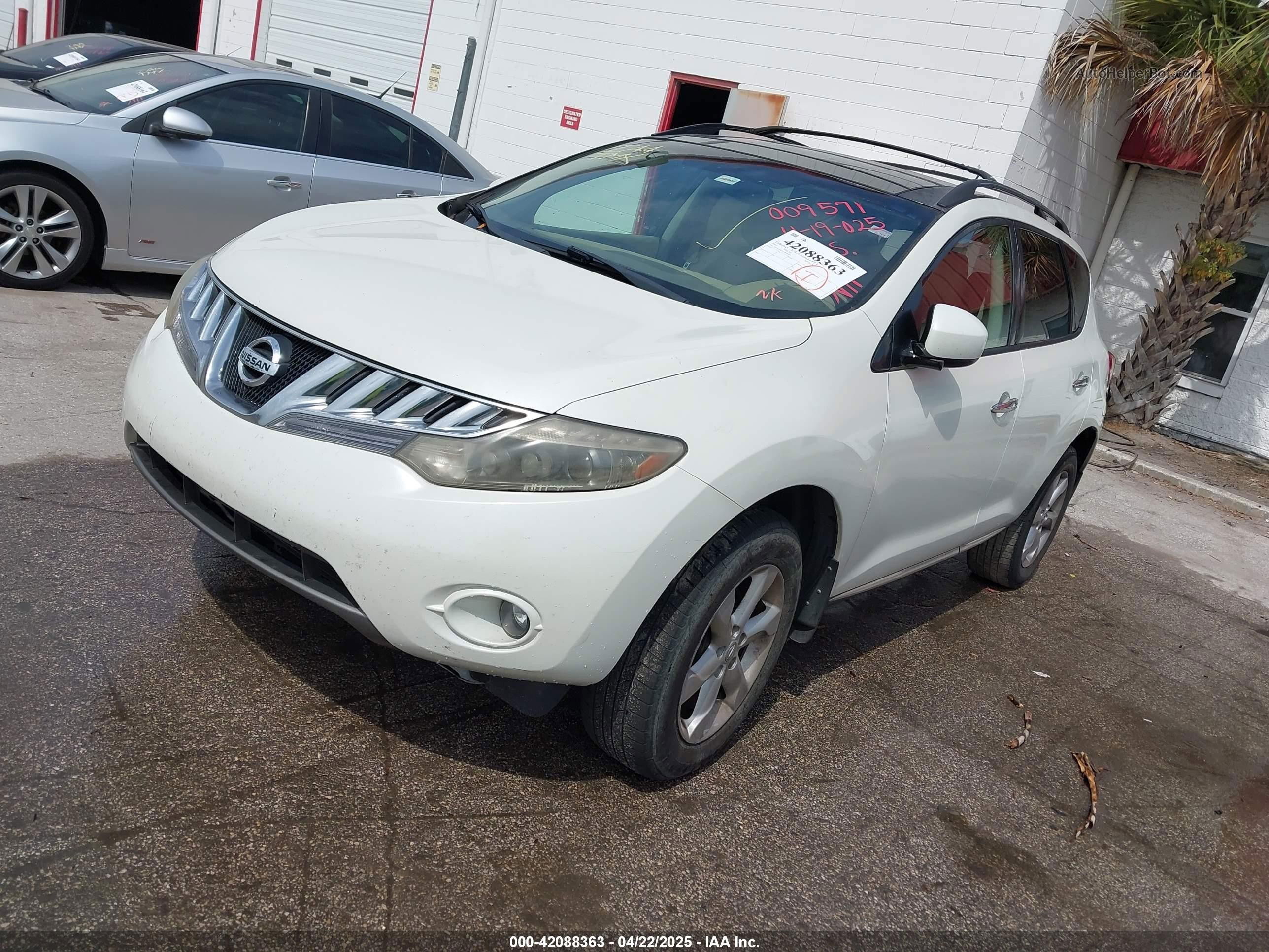 2010 Nissan Murano Sl White vin: JN8AZ1MU9AW009571