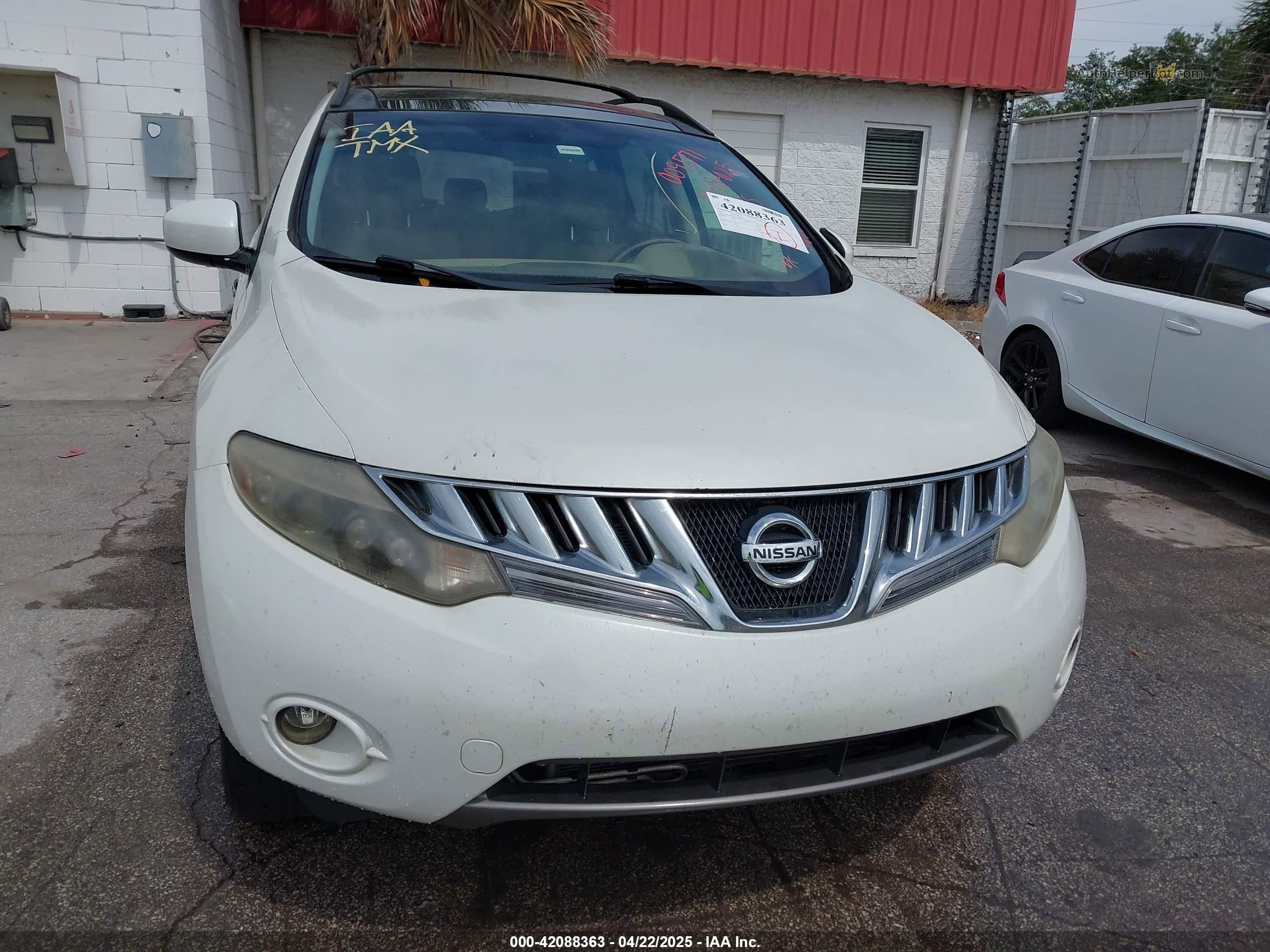 2010 Nissan Murano Sl White vin: JN8AZ1MU9AW009571